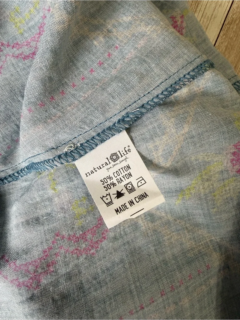 Natural Life Avery Midi Dress Heirloom Cross Stitch Blue NWT Small Pockets - Picture 12 of 12